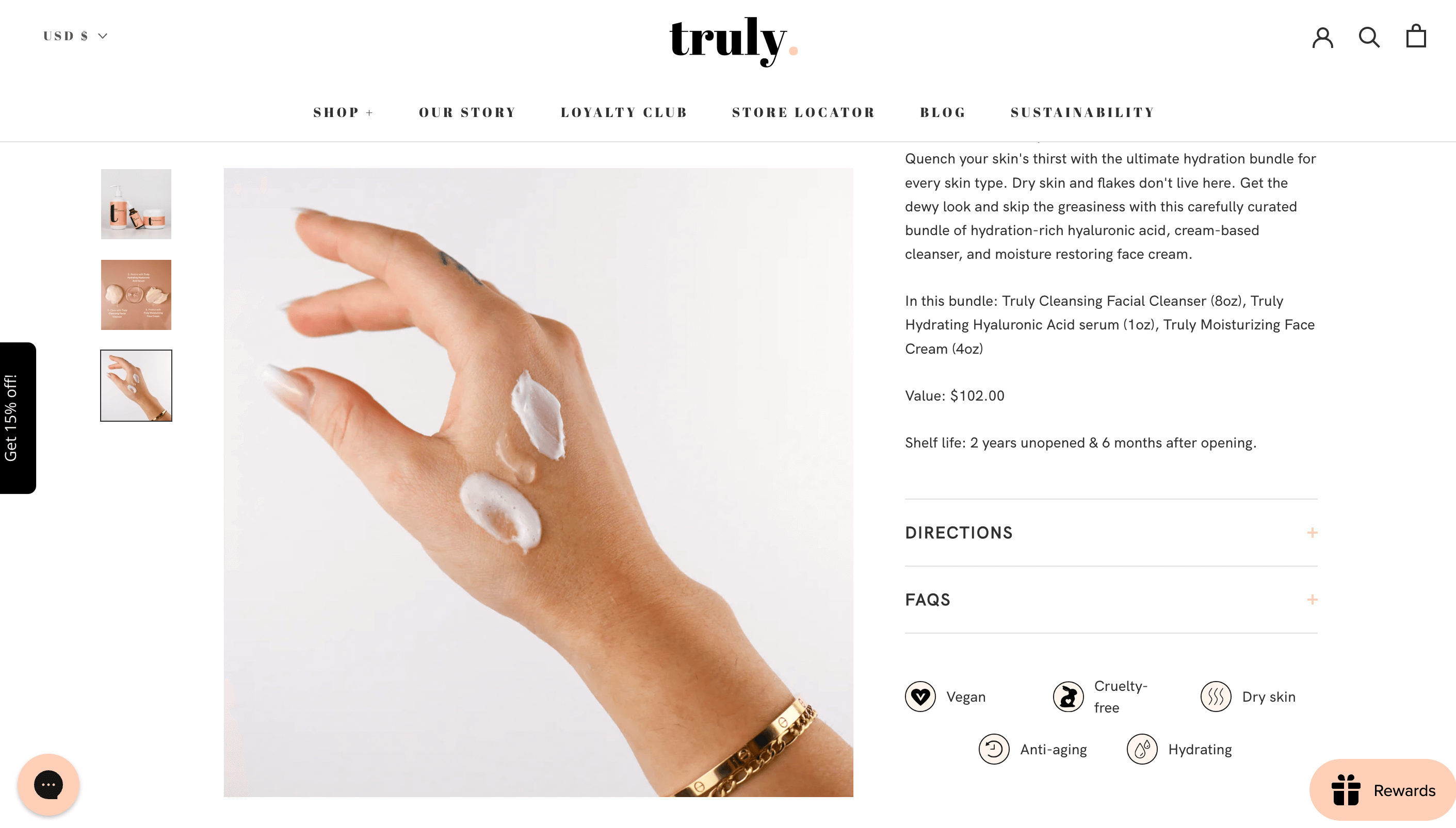 screenshot of truly skincare product on a hand