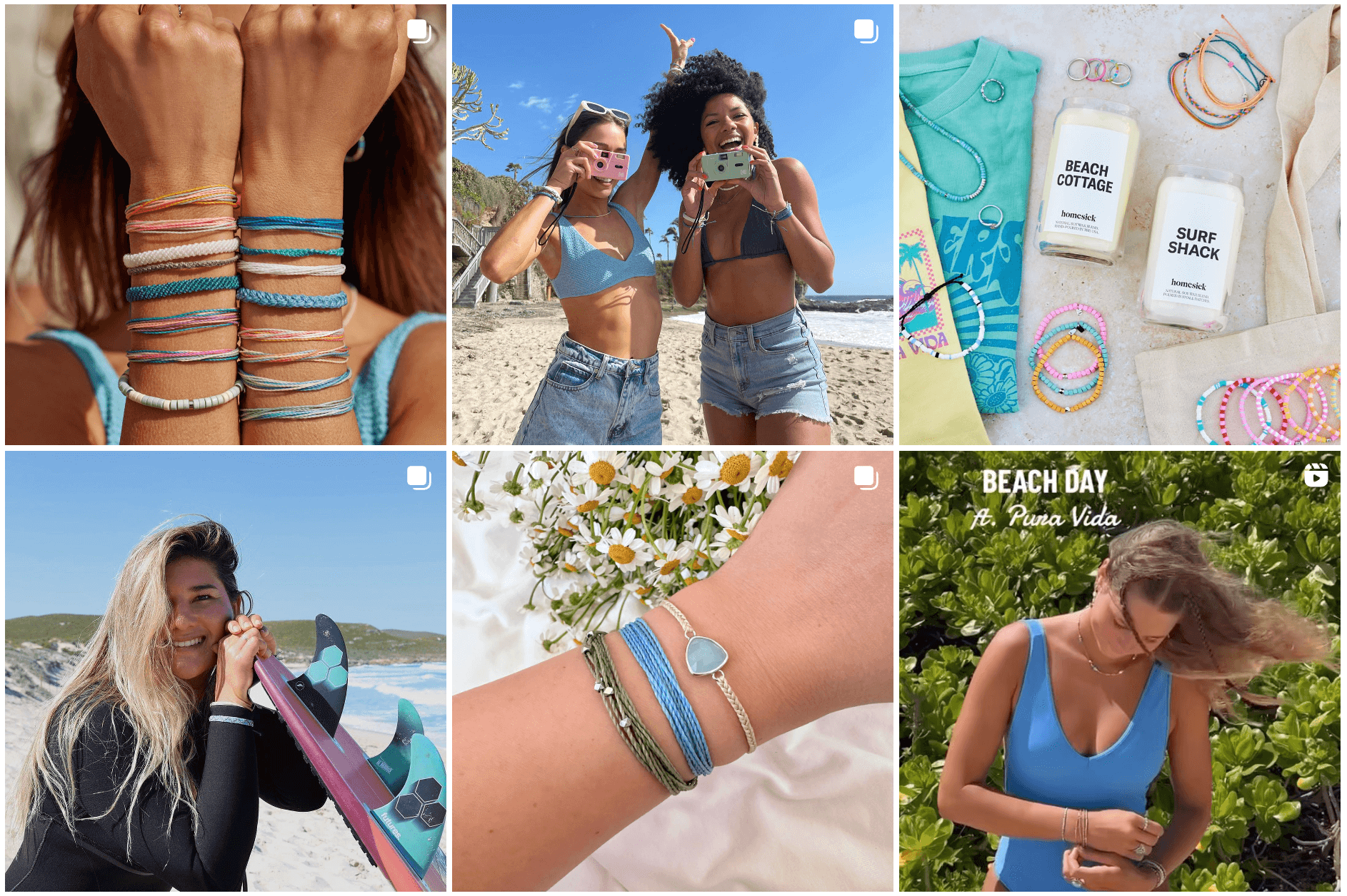 screenshot of pura vida bracelets instagram