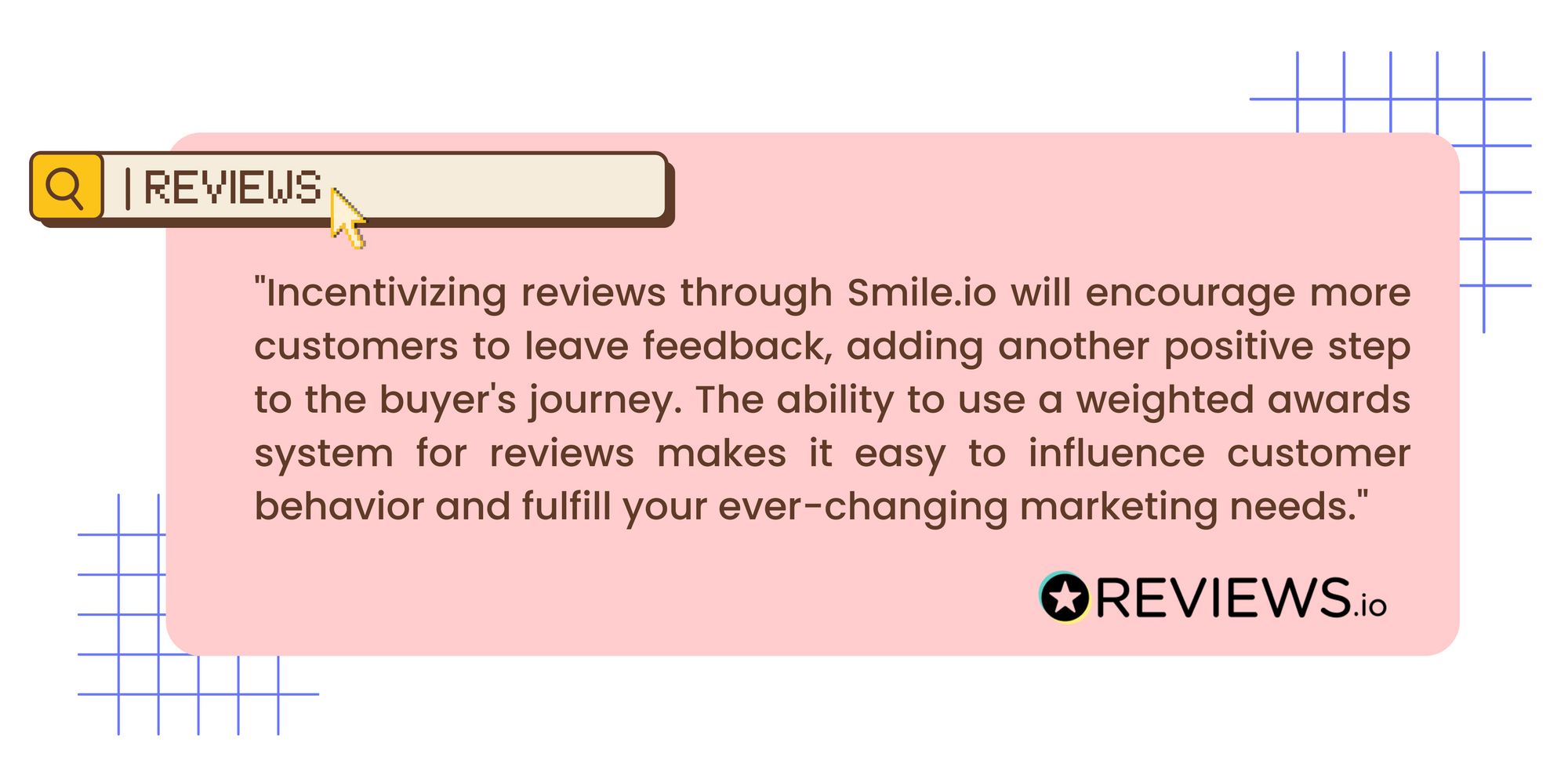 graphic of a quote on the reviews.io and smile.io integration