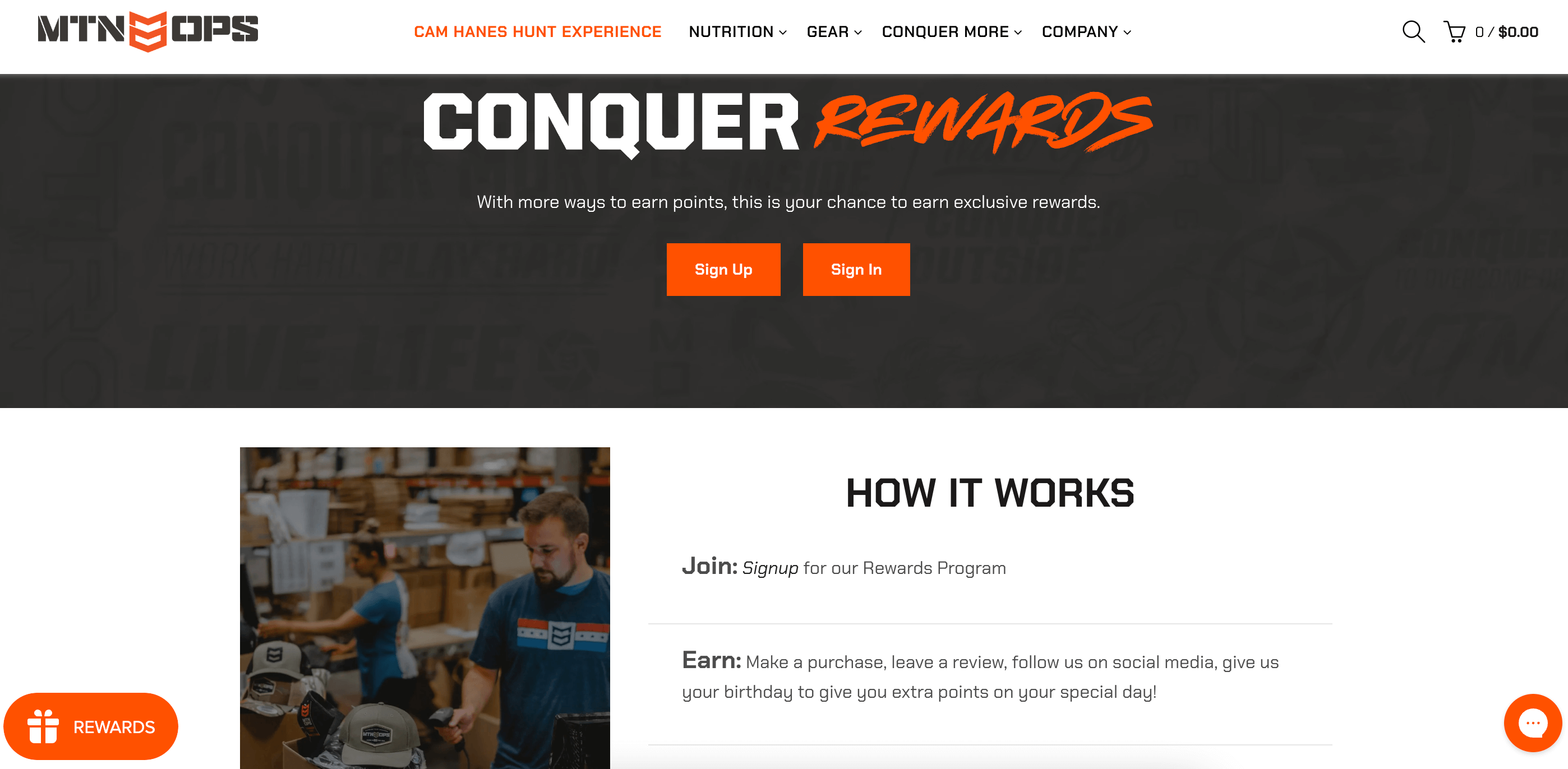 screenshot of MTN Ops rewards explainer page