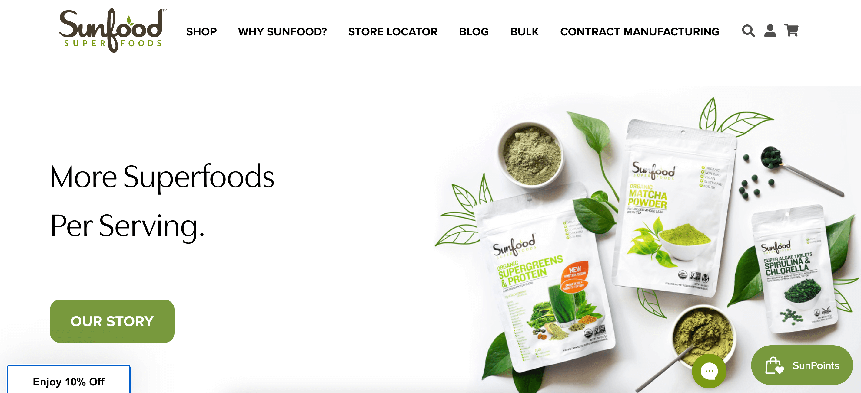screenshot of sunfoods superfoods homepage