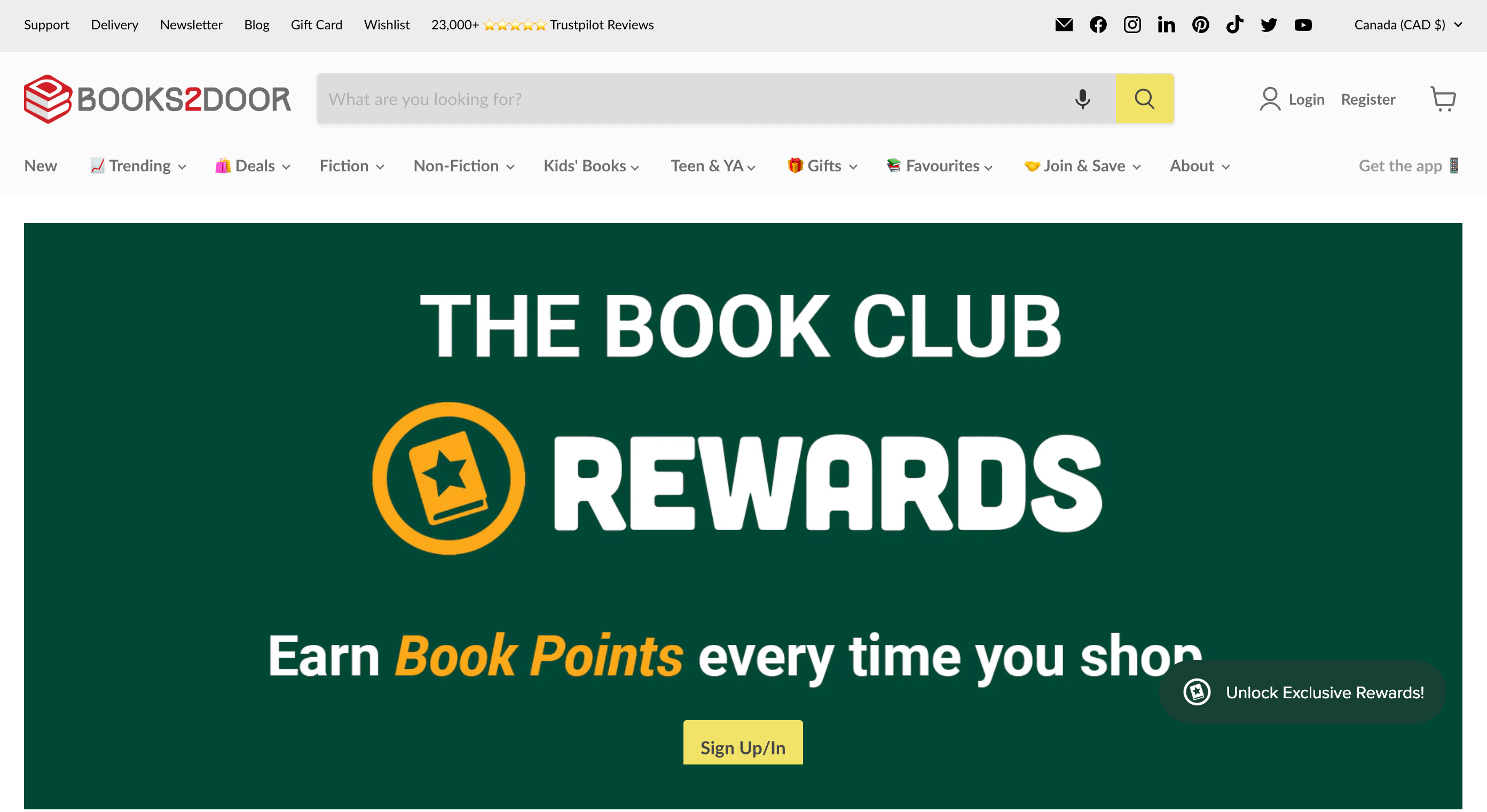 A screenshot from The Book Club’s rewards program explainer page. There is a call to action to sign up or sign in to the program. 