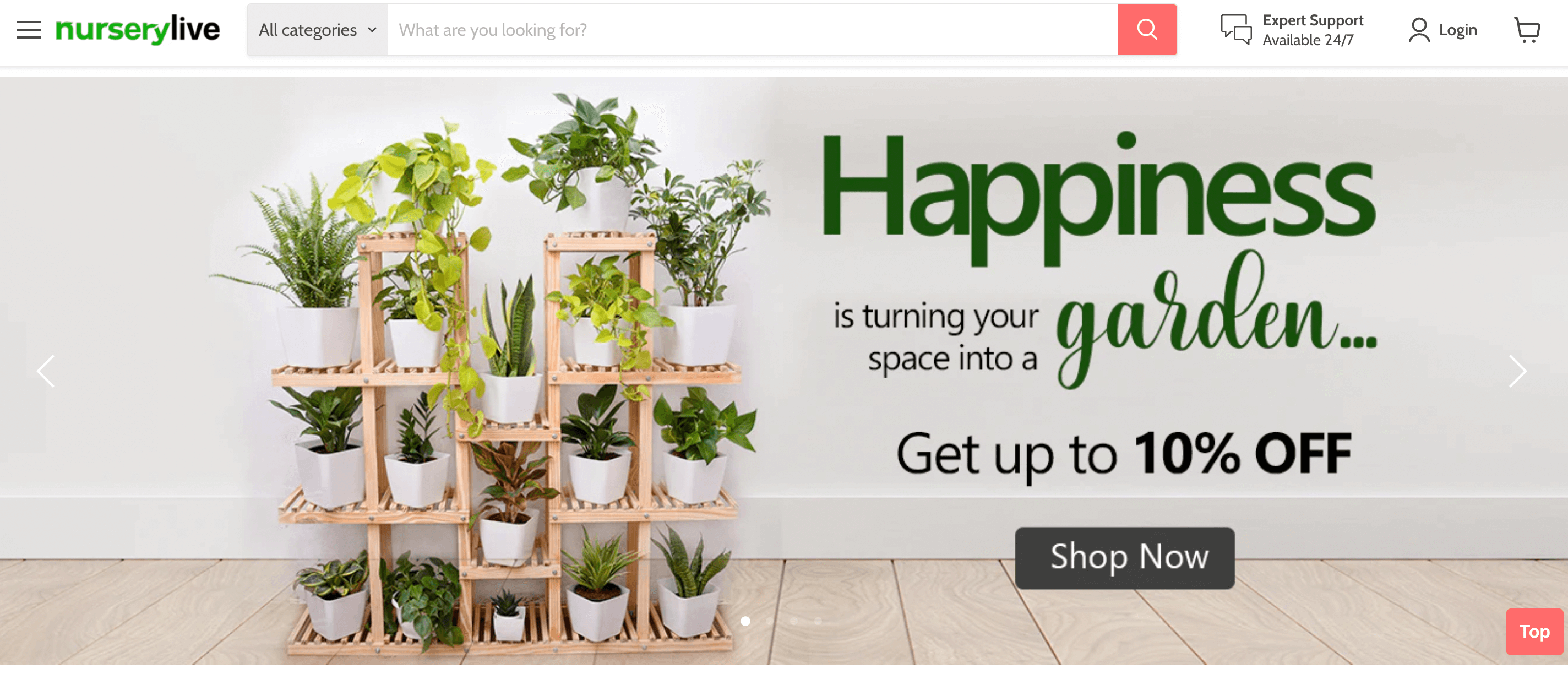 home and garden loyalty program examples - nurserylive homepage screenshot