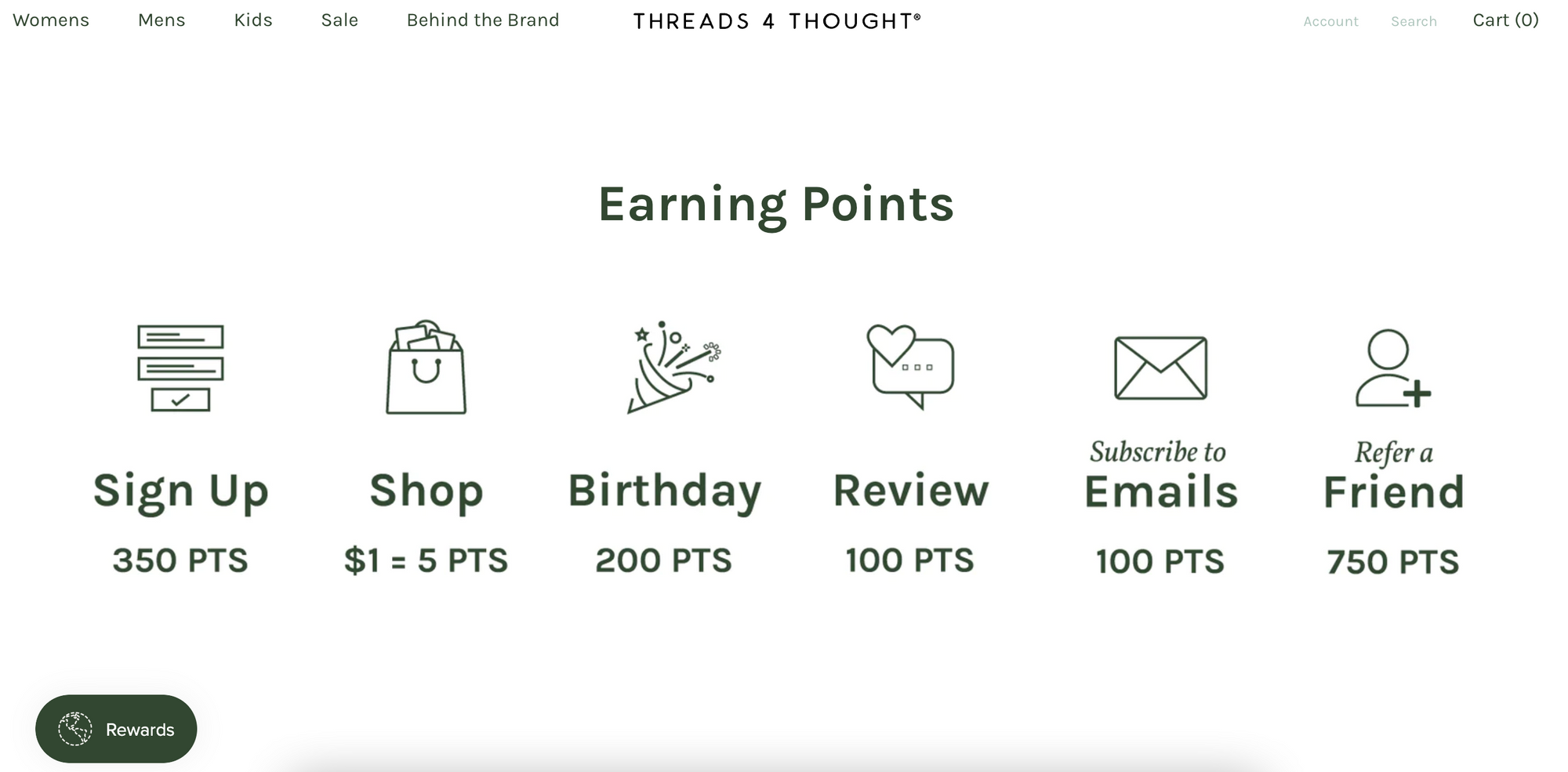 screenshot of rewards page for threads 4 thoughts