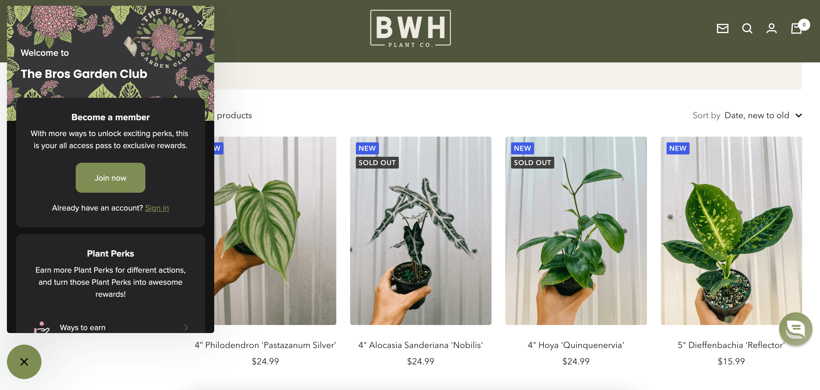 home and garden loyalty program examples - BWH shopping and reward program screenshot