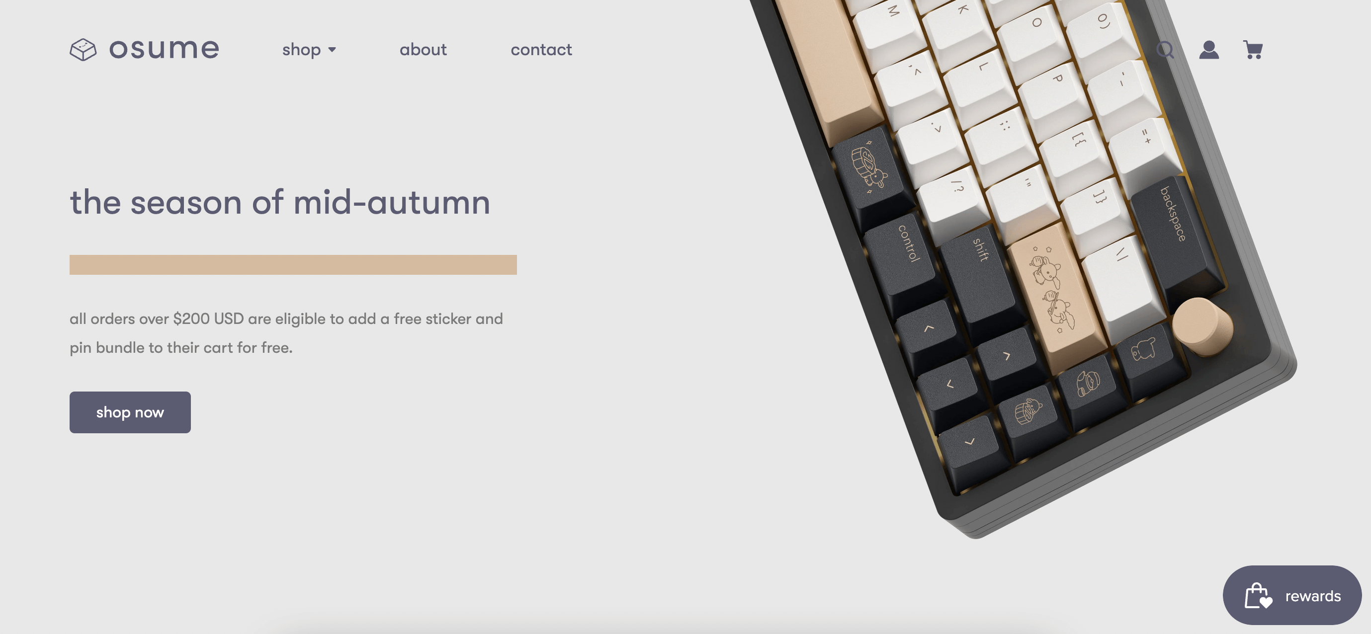 screenshot of osume keyboard homepage