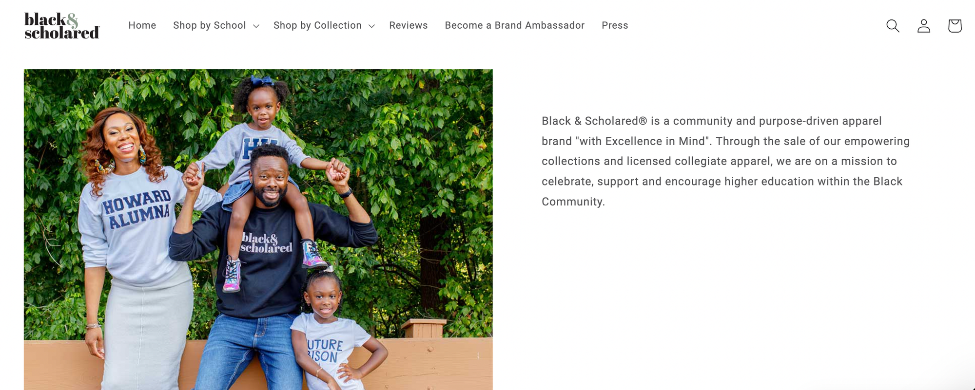 screenshot of black and scholared website