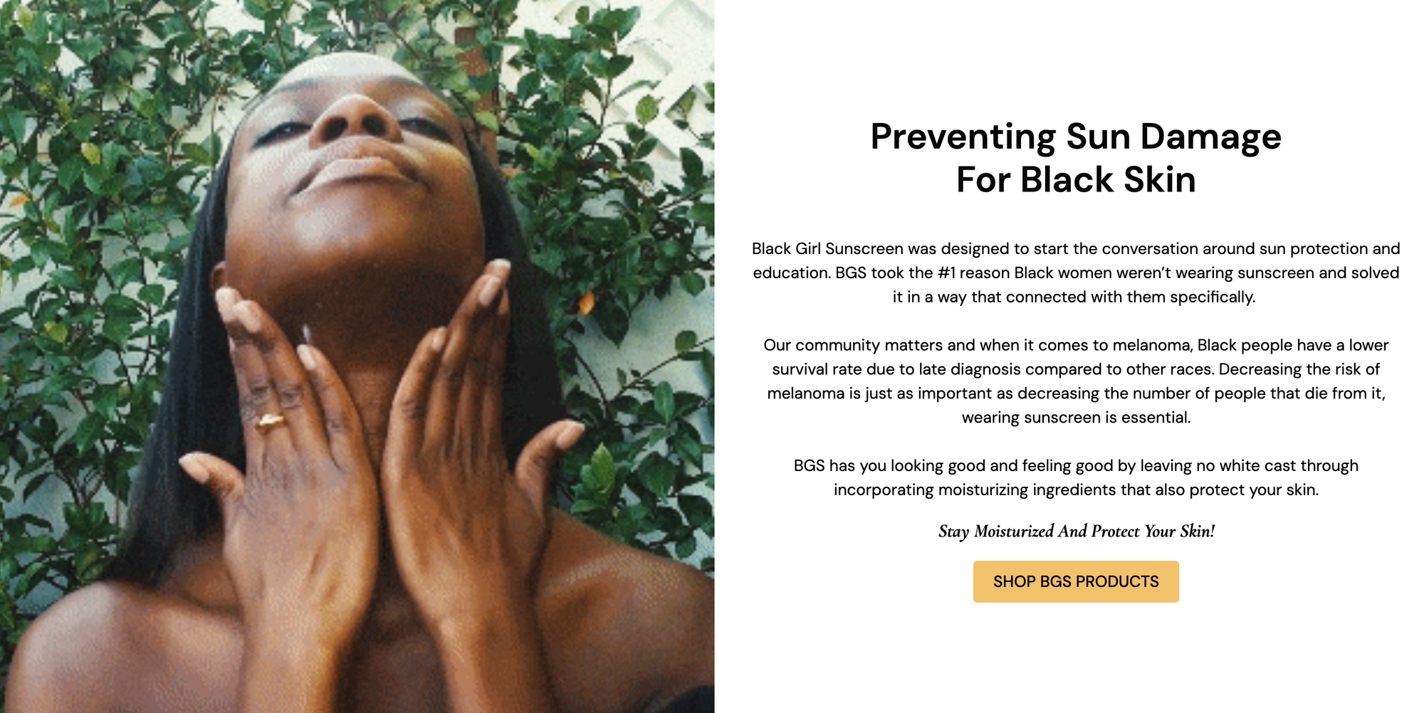 screenshot of Black Girl Sunscreen homepage