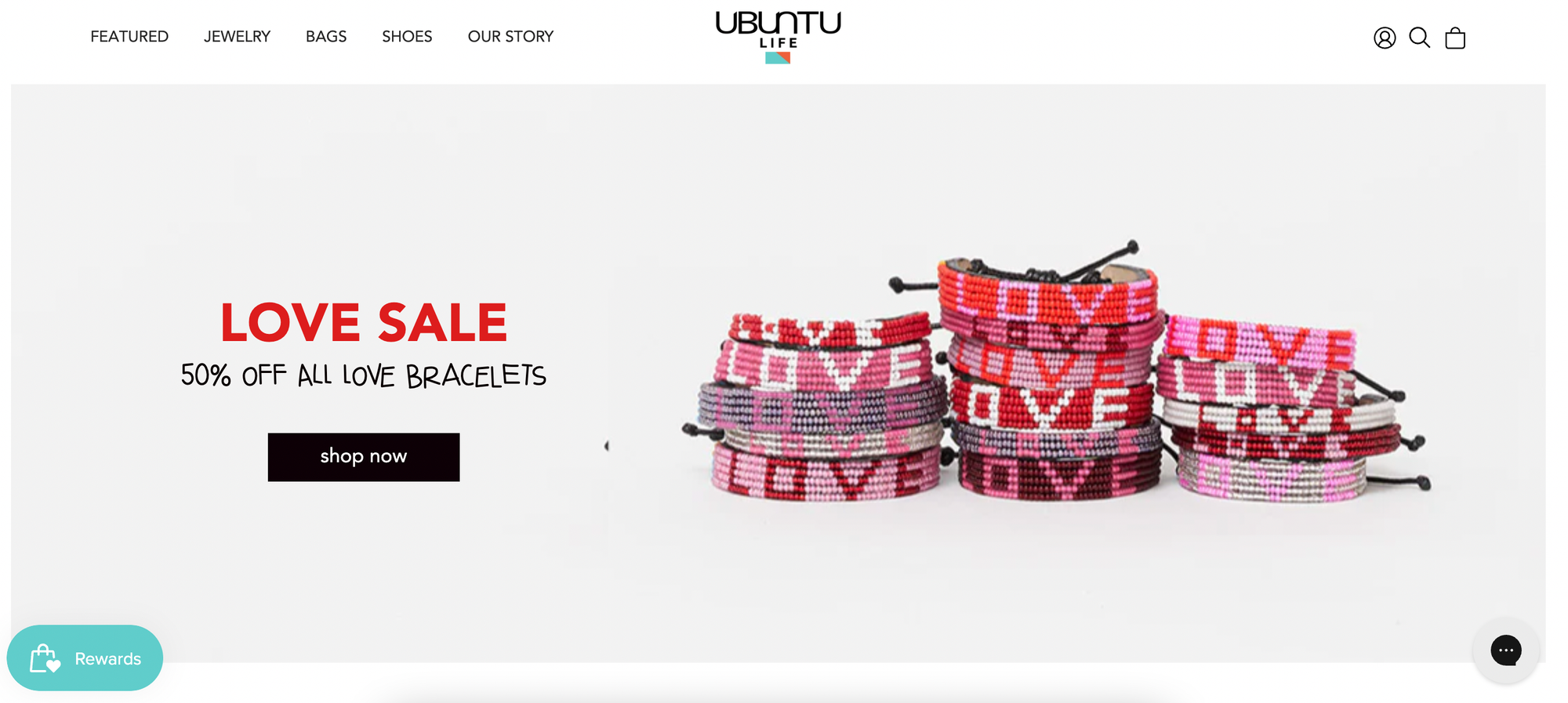 screenshot of ecommerce brand ubuntu life
