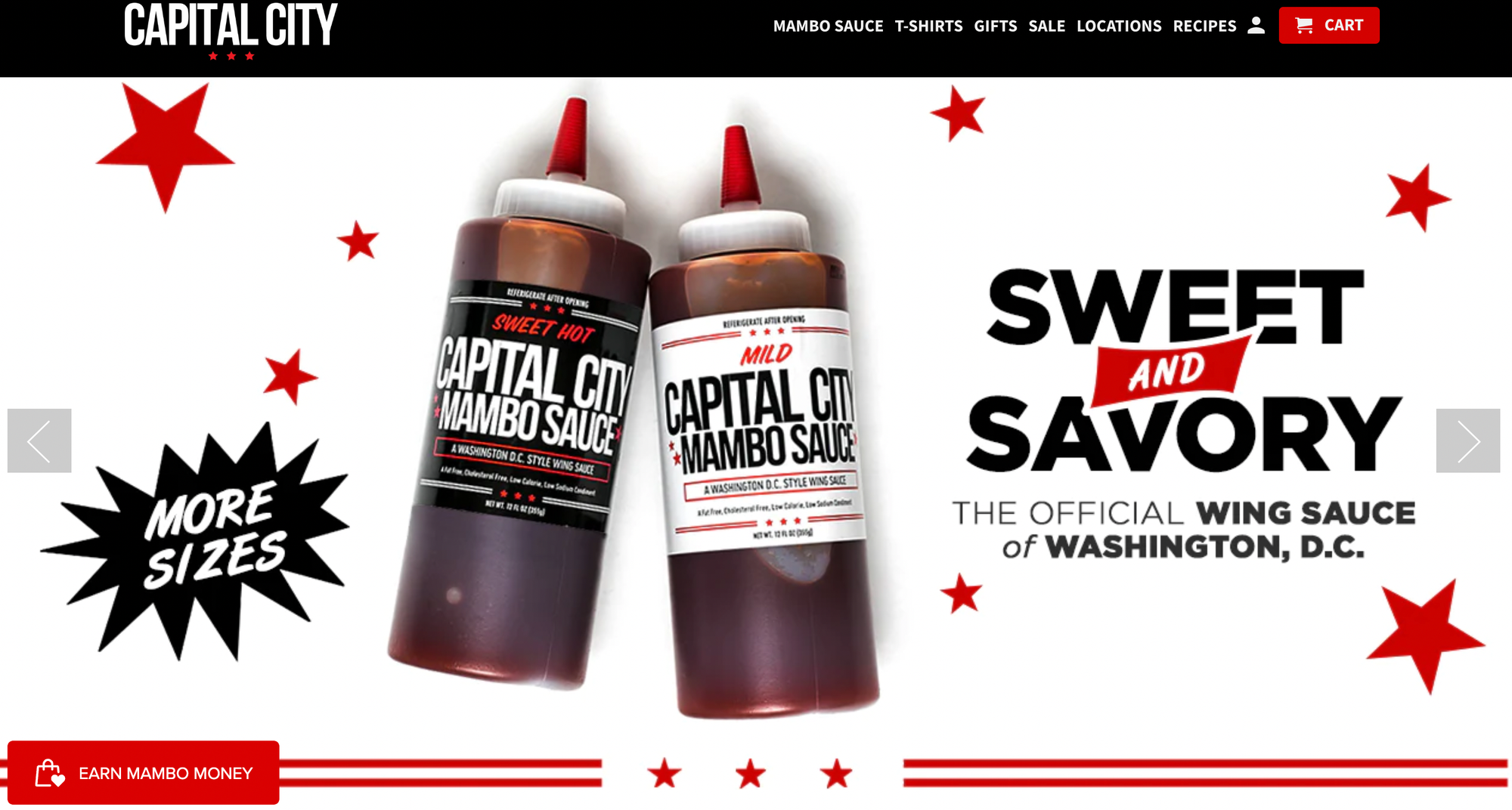 screenshot of website of capital city wing sauce