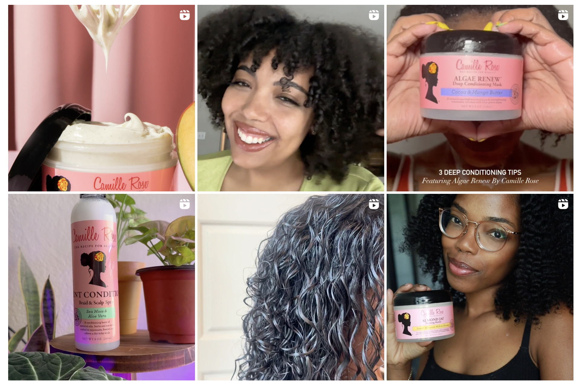 Instagram screenshot of hair brand camille rose naturals