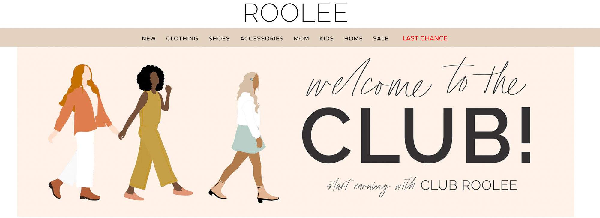 screenshot of ecommerce brand Roolee and its rewards program page