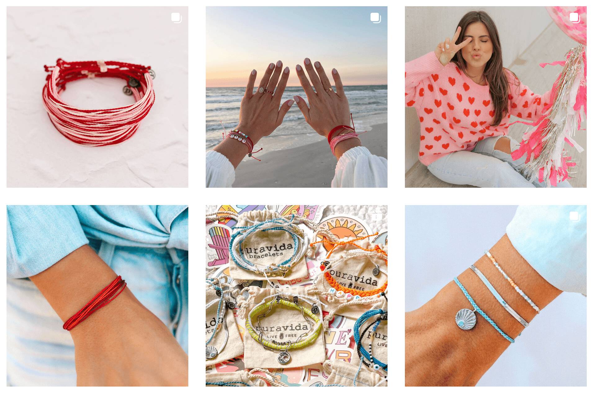 screenshot of pura vida instagram page