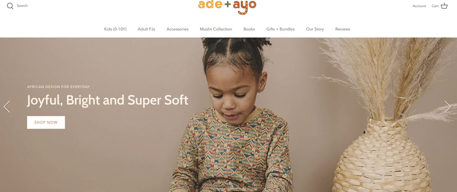 screenshot of ade + ayo homepage