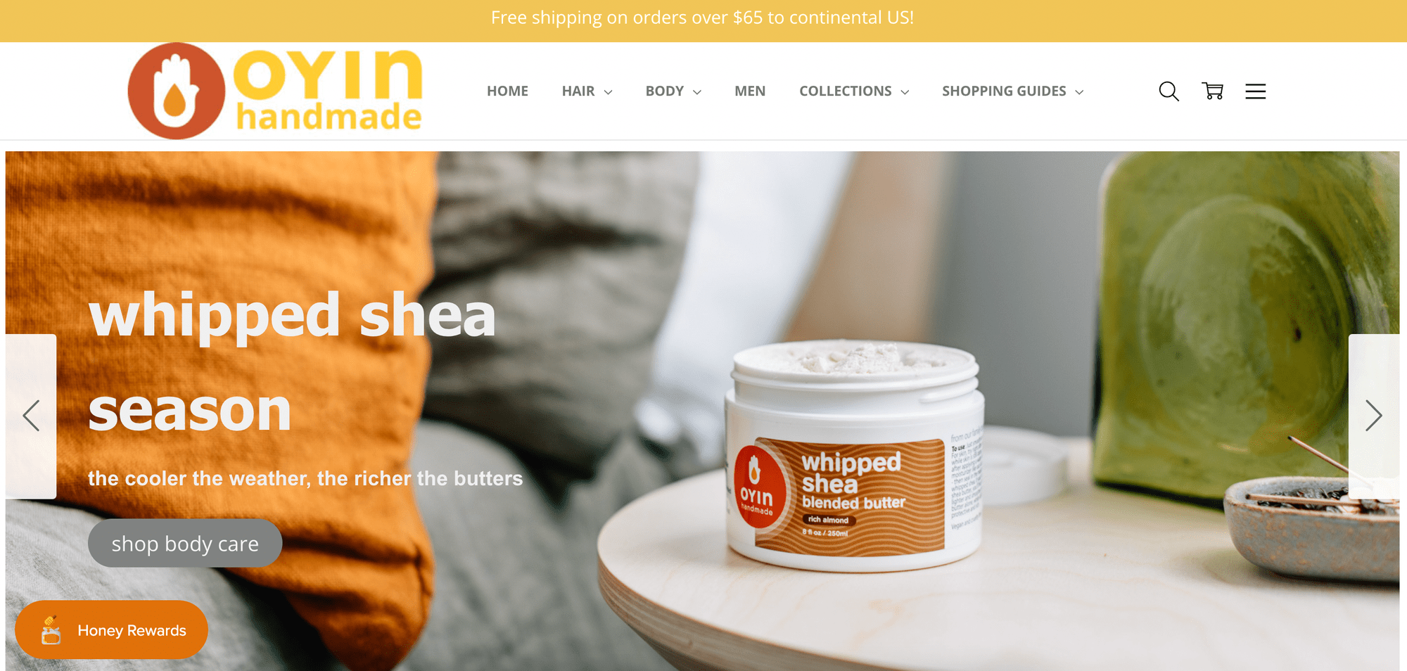 screenshot of hair brand Oyin Handmade webpage