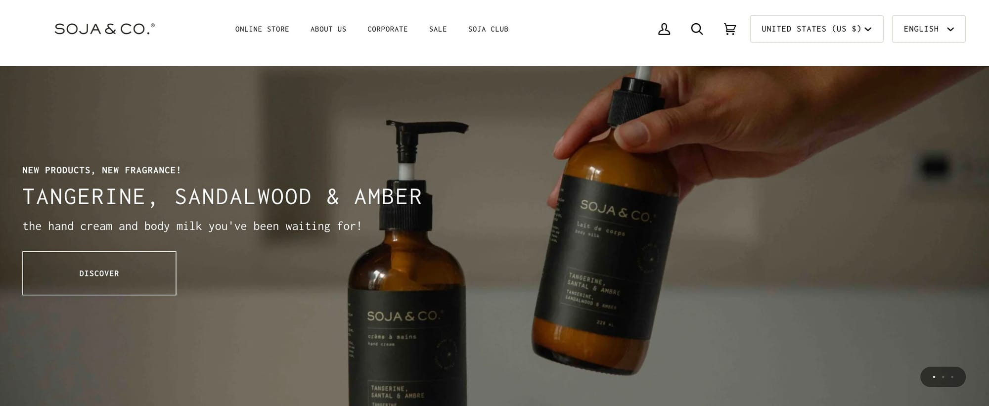  Mental Wellness Brands for World Mental Health Day–A screenshot of Soja and Co’s homepage showing a feature image of its packaging. 