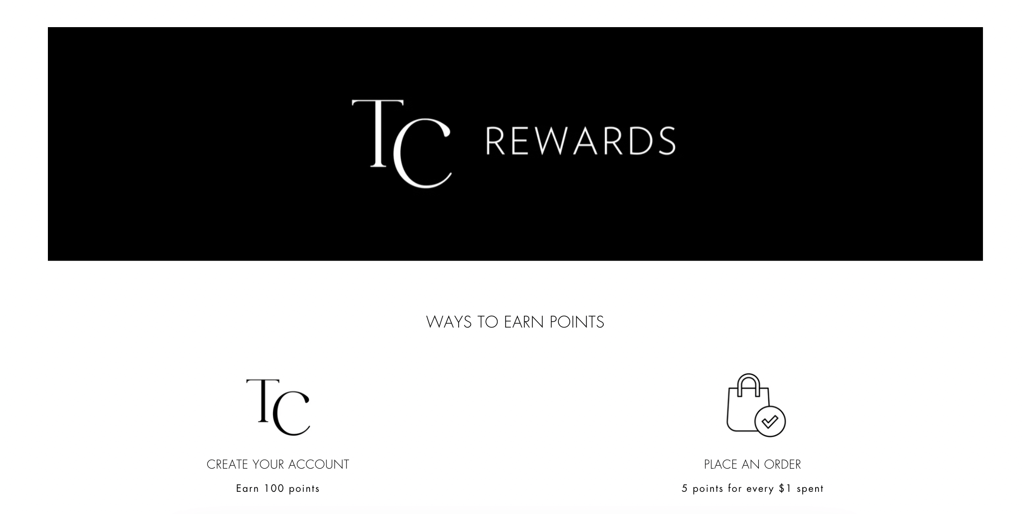 screenshot of twenty compass TC rewards that has a page on ways to earn loyalty points