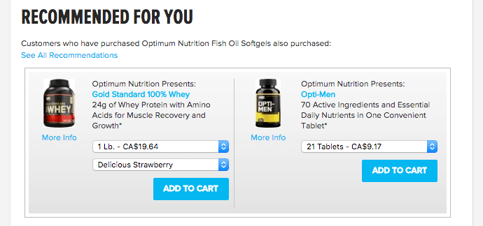 Bodybuilding.com recommended products cross-sell