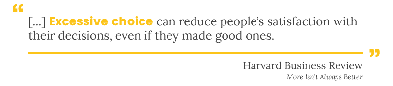 customer segmentation pragmatics excessive choice HBR quote