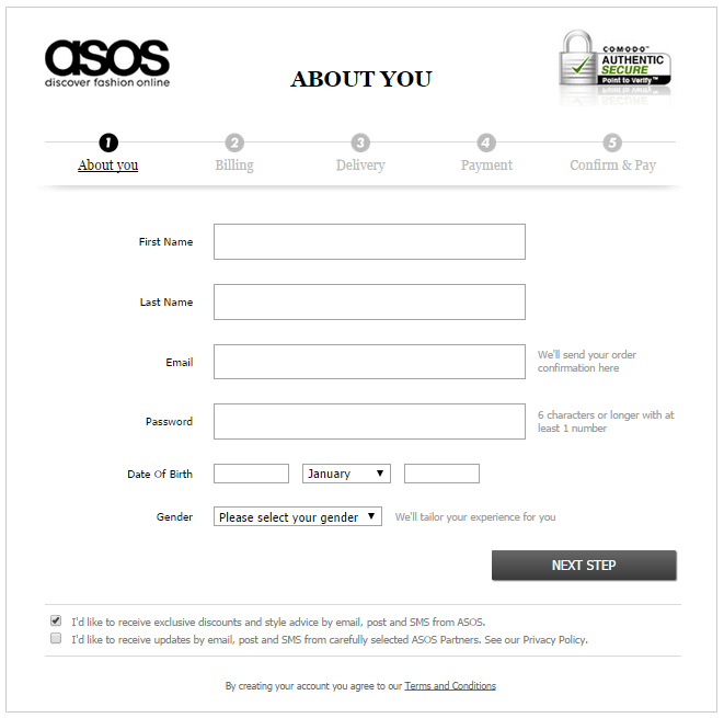 convert visitors into buyers asos progress bar