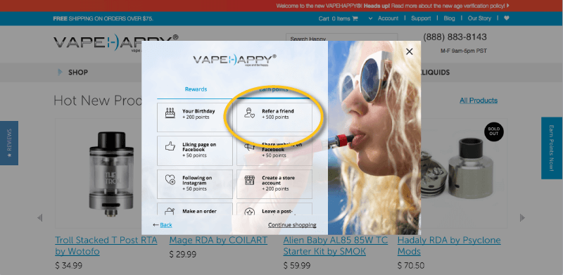 ecig loyalty program examples vapehappy modal