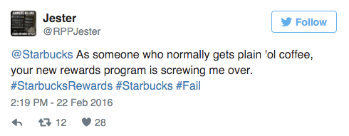 starbucks new loyalty program tweet 1