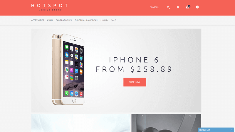 ecommerce homepage mobile shop theme