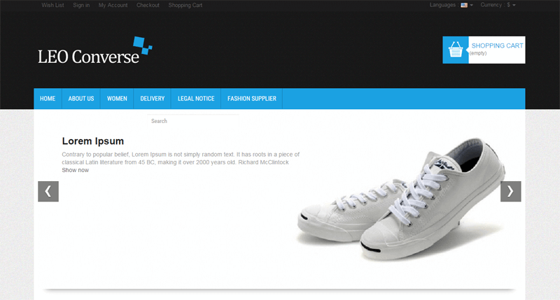 ecommerce homepage leo converse