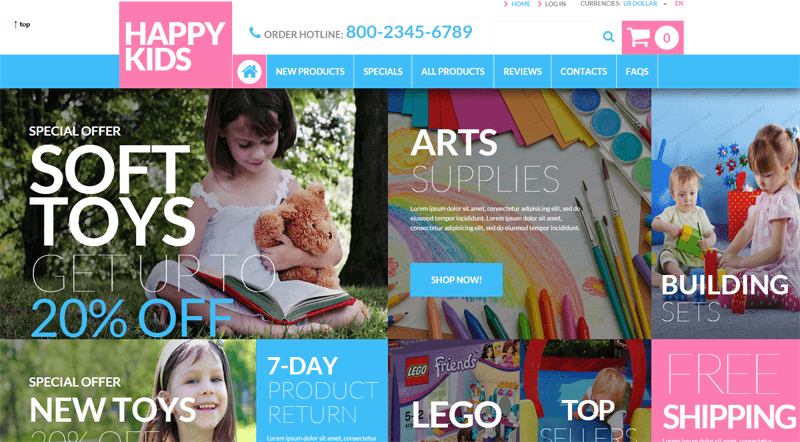 ecommerce homepage happy kids