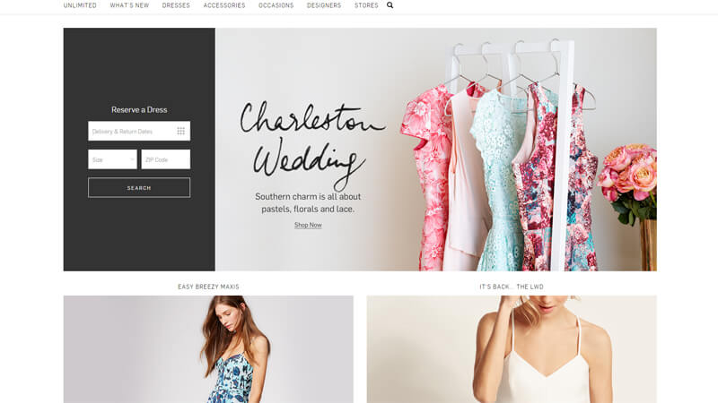 ecommerce homepage rent the runway