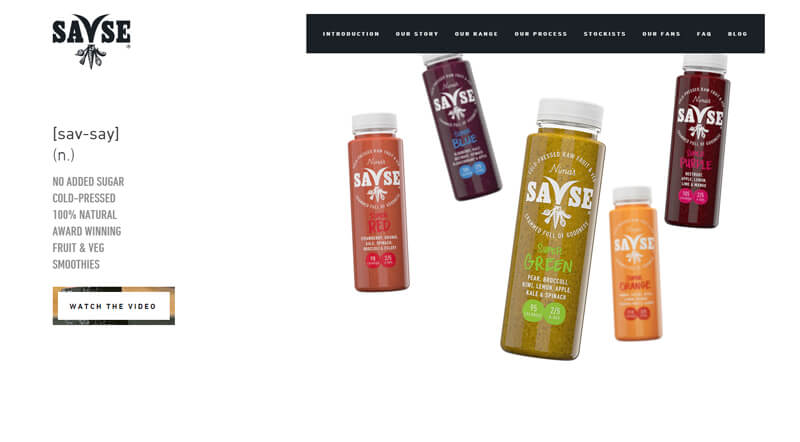 ecommerce homepage savse smoothies