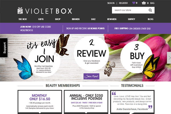 subscription boxes violet box home
